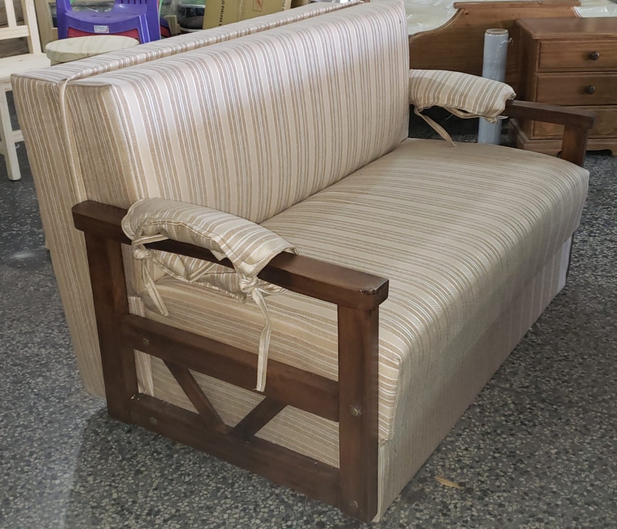 Sofa Cama D 2 Cuerpos (2 Plazas ) Con Brazos De Madera 5.990,00 en