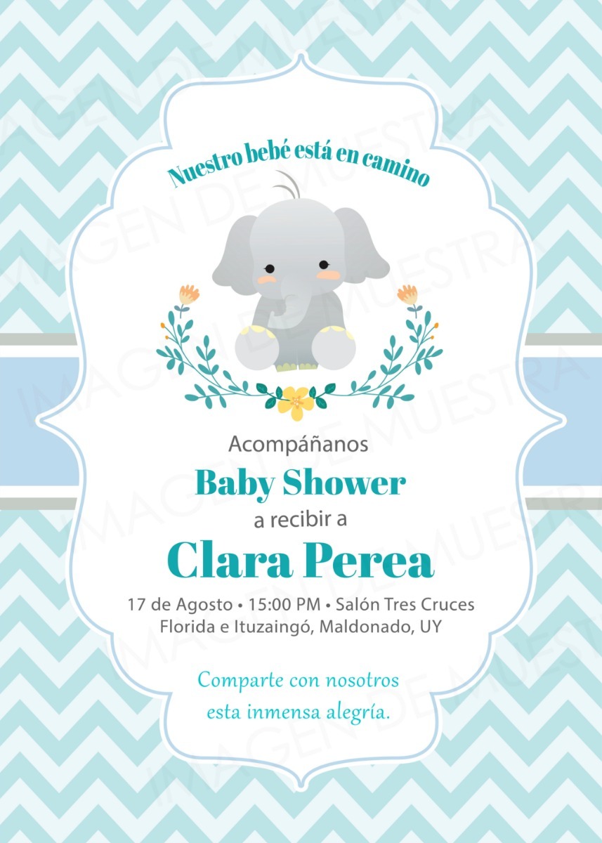 Tarjeta Invitacion Baby Shower Elefante Whatsapp 17000 En Mercado