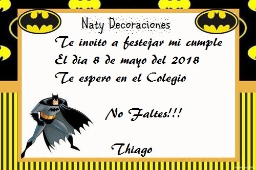 Cumpleaos De Batman Tarjetas O Invitaciones Para Imprimir