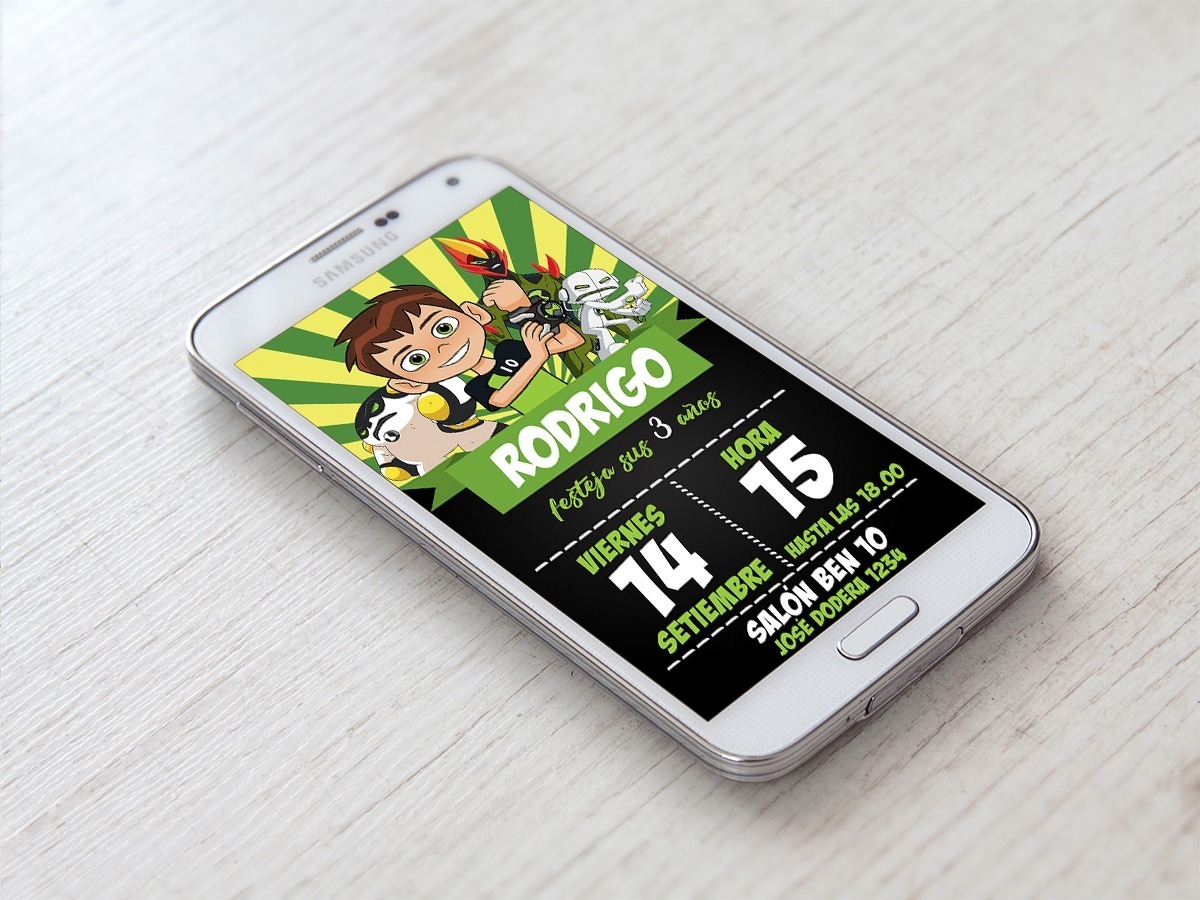 Tarjeta Invitacion Cumpleaños Digital Ben 10 - $ 160,00 en Mercado Libre