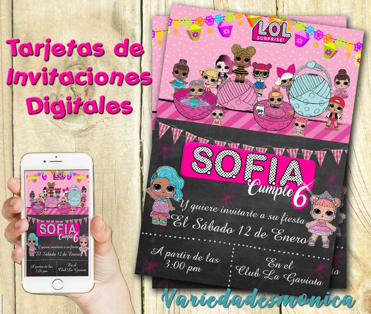 Tarjeta Invitacion Digital Lol Surprises L.o.l Cumpleaños - $ 140,00 en