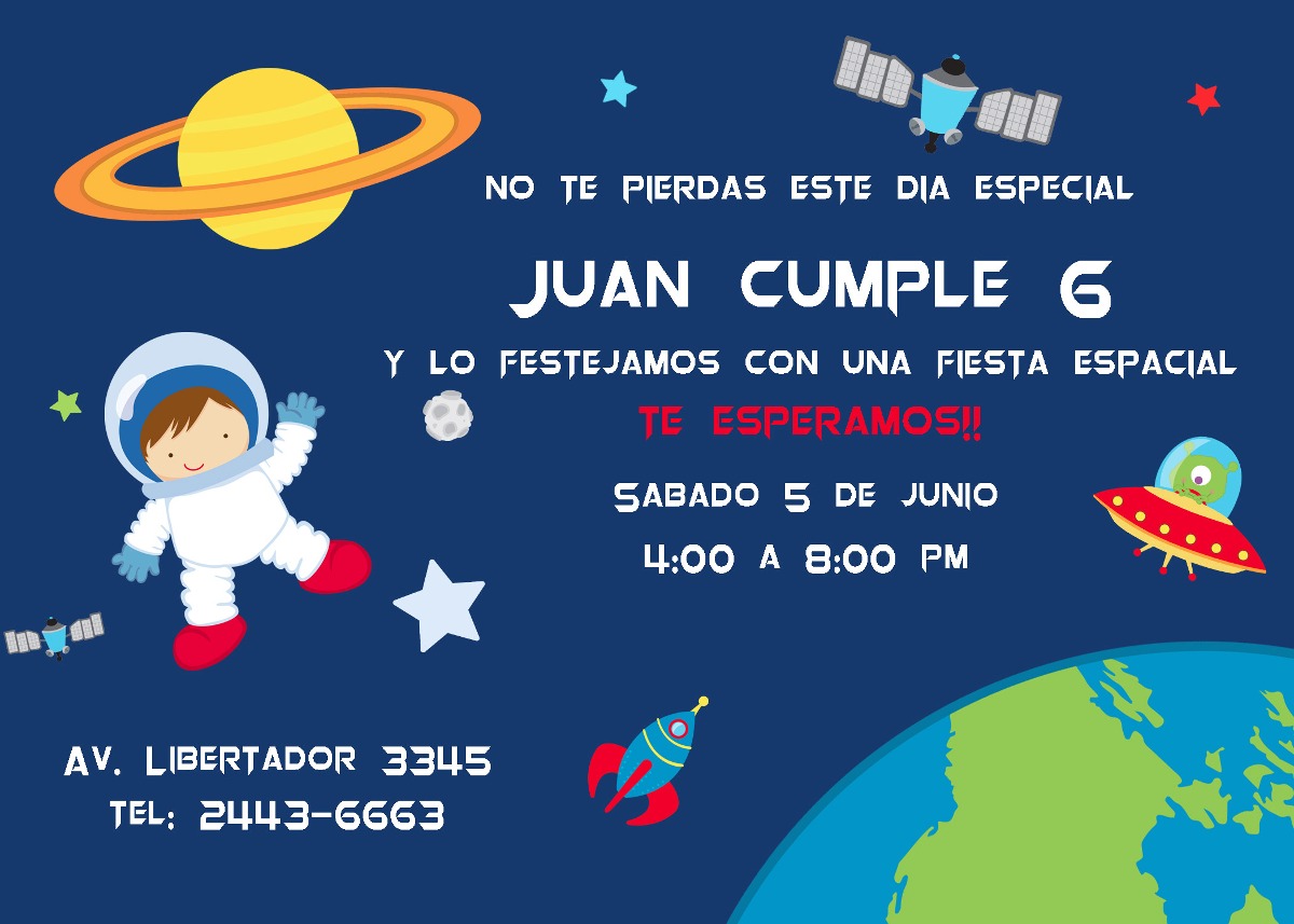 Tarjetas De Cumpleaños Infantiles Personalizada Astronauta 25000