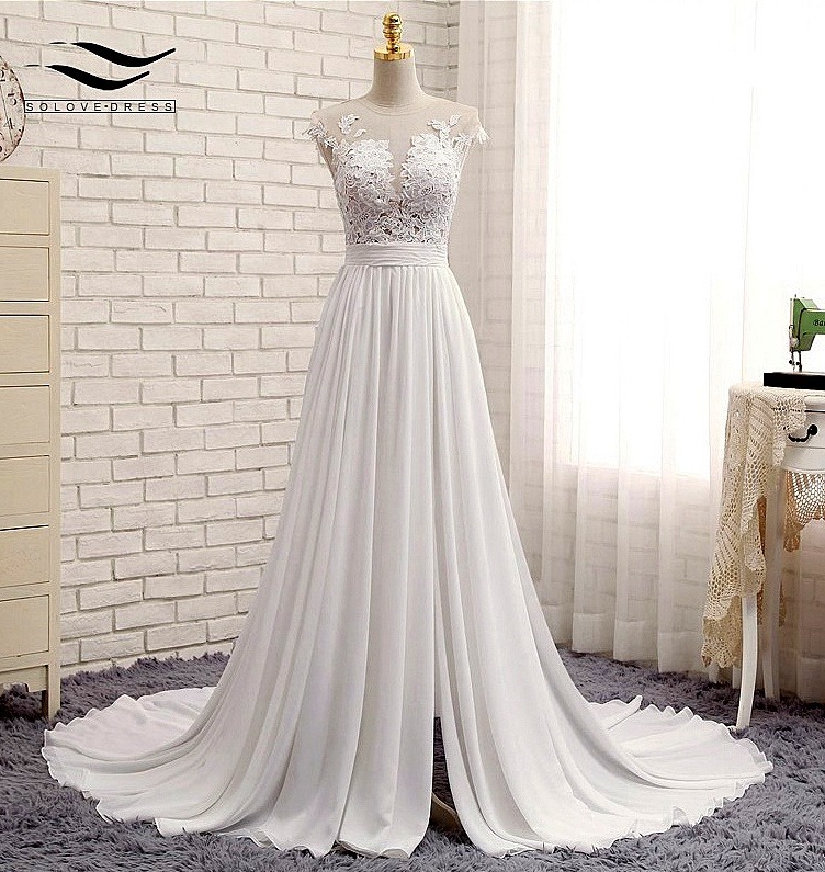 vestido de novia encaje transparencia tajo venta por encargo