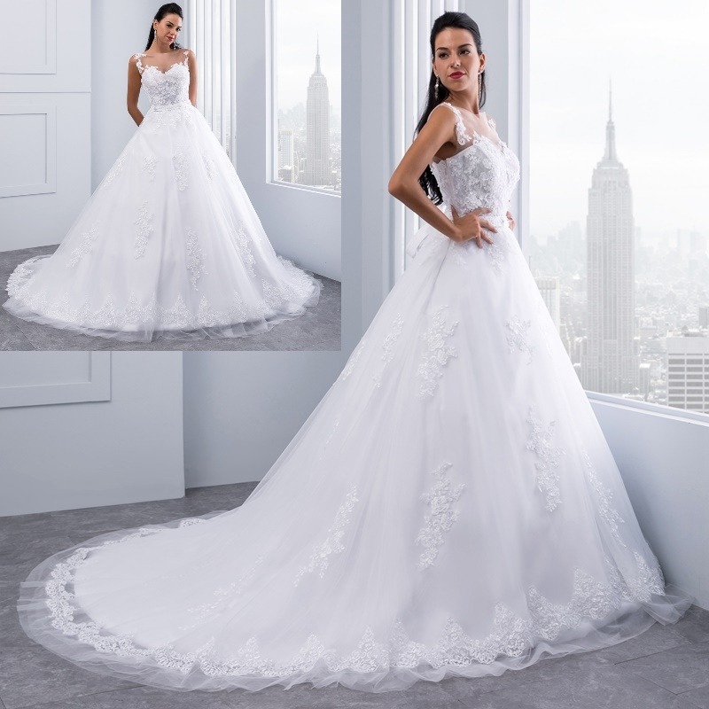 vestido de novia encaje tul y piedras cola venta por encargo