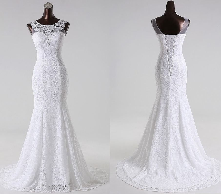 vestido de novia sirena encaje bordado cola solo por encargo